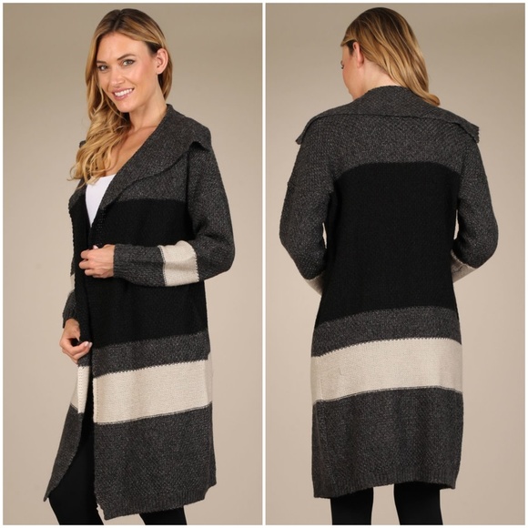 BEAUTIFUL STRIPED SOFT CARDIGAN SWEATER - Picture 3 of 3